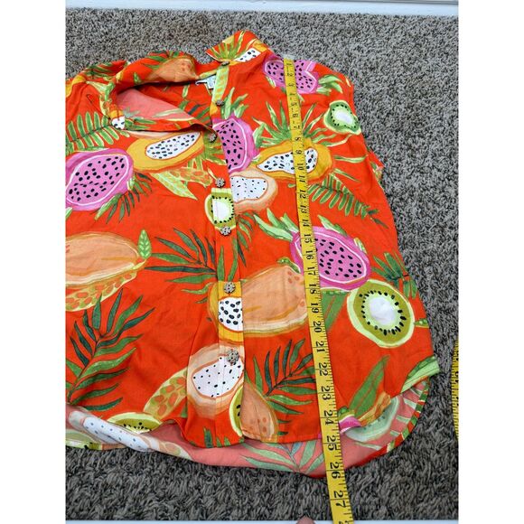 Maison D'Amelie Womens Orange Fruit Print Tank Top Sz L Vacation Beachy Artsy - Picture 9 of 9